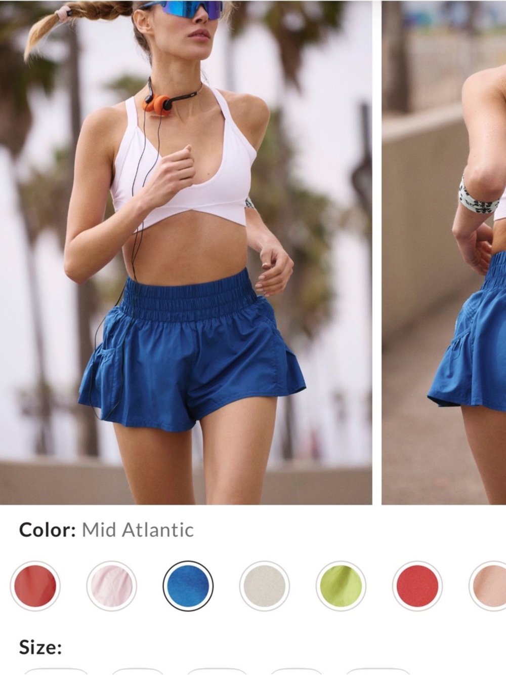 Free People Mid Atlantic Blue Athletic Shorts, XS